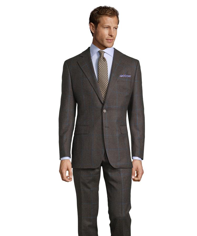 Brown Plaid With Blue Overcheck Suit