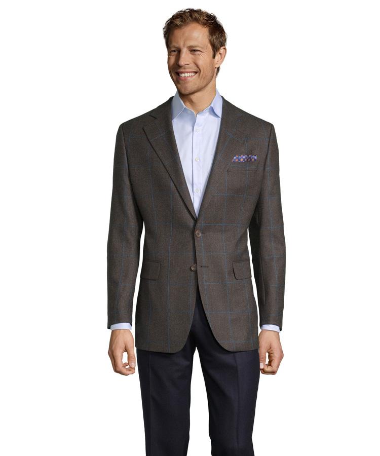 Brown Plaid With Blue Overcheck Blazer