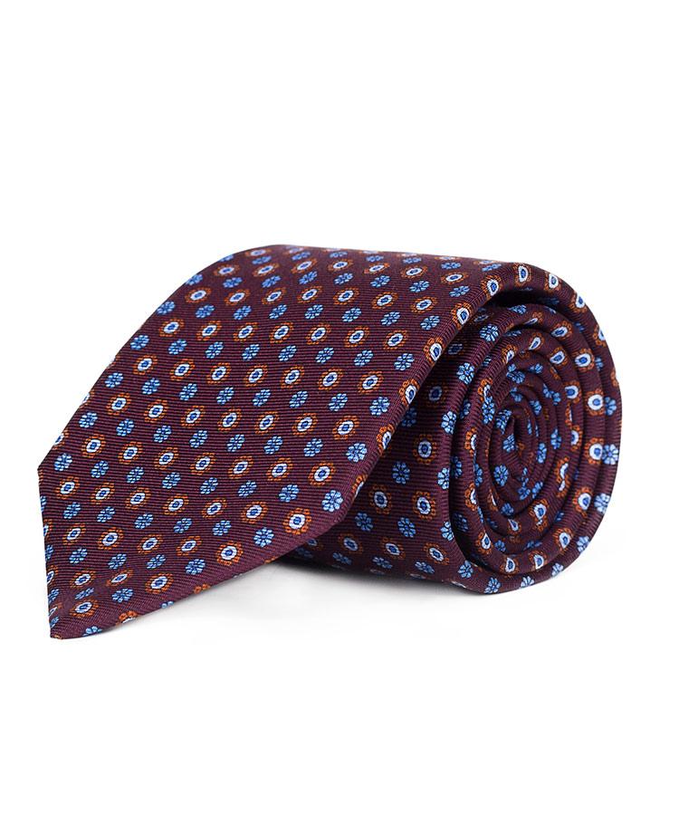 Burgundy Floral 28 Momme Silk Tie