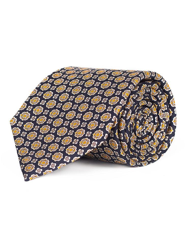 Navy & Bronze 28 Momme Silk Tie