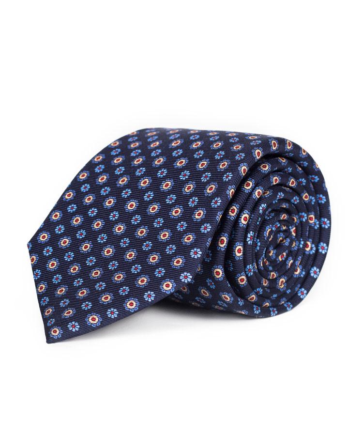 Blue & Blue Floral 28 Momme Silk Tie