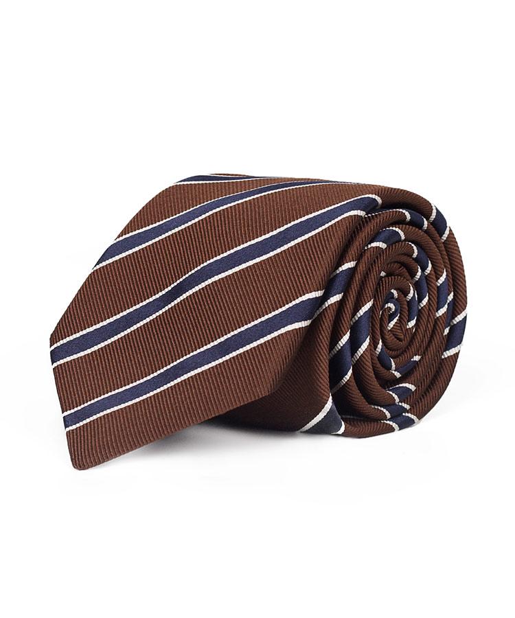 Blue Striped Brown Mogador Silk Tie