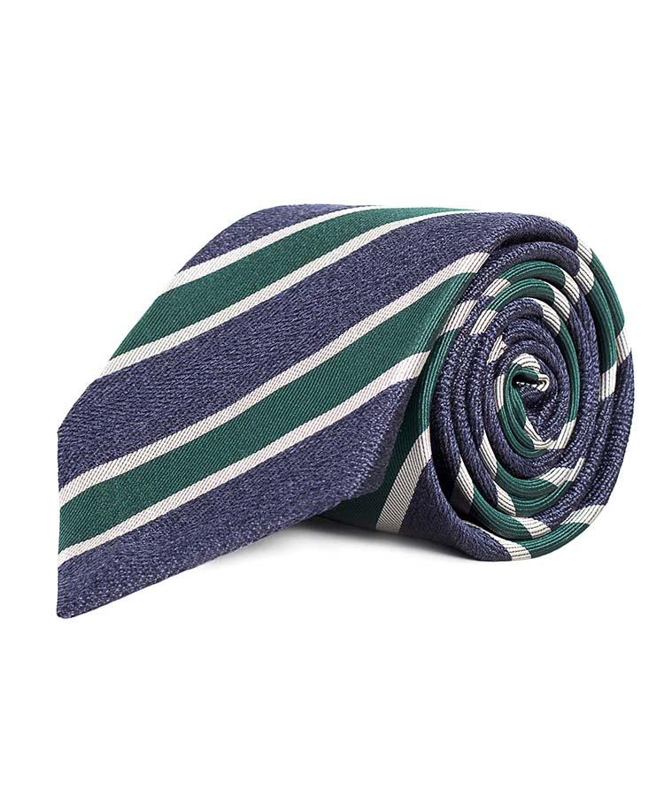 Navy & Green Silk Tie