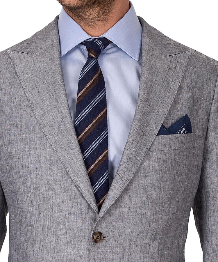 grey linen 3 piece suit