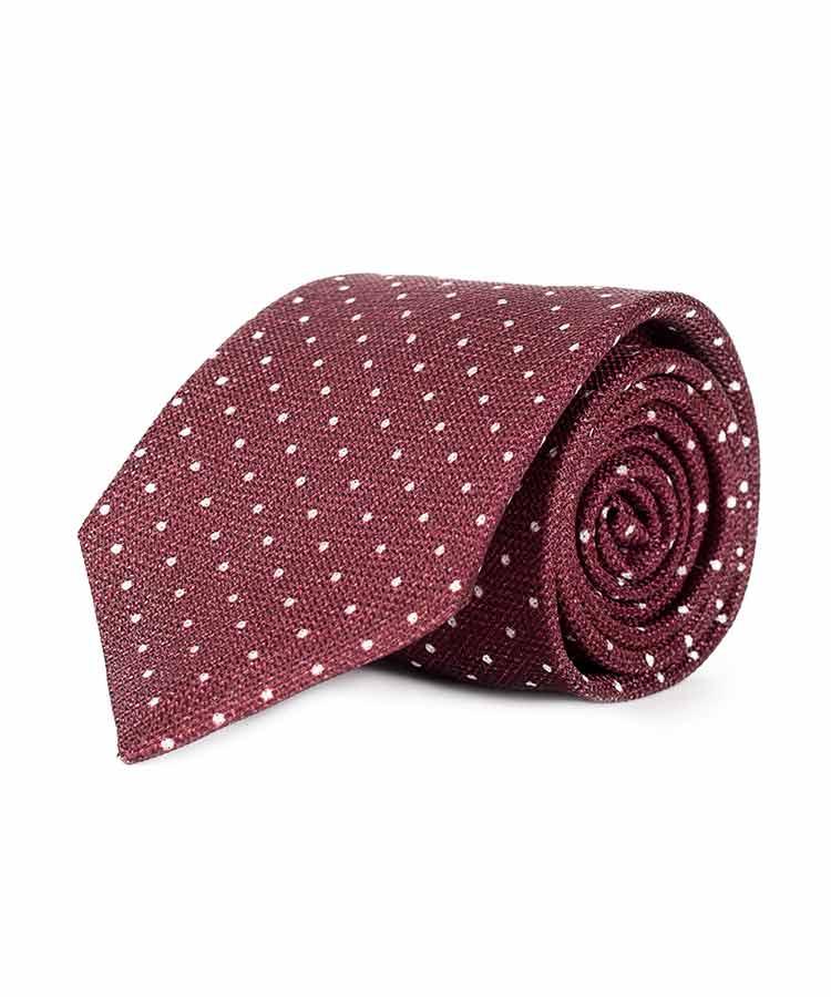 Burgundy Dotted Silk Tie