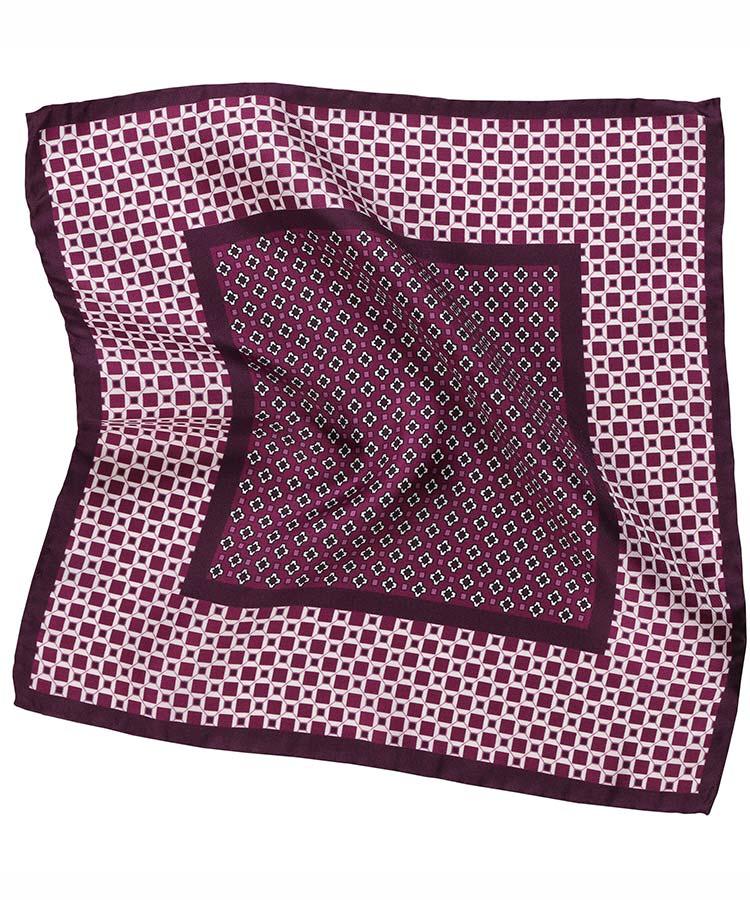 Purple & White Italian 100% Silk Pocket Square