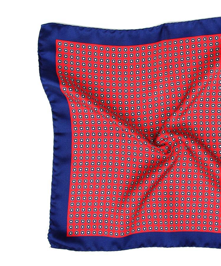 Red & Navy Silk Pocket Square