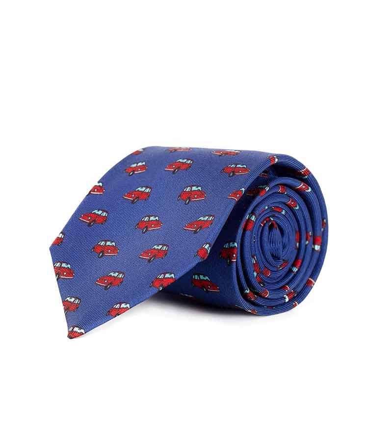 Navy Cars 28 Momme Silk Tie