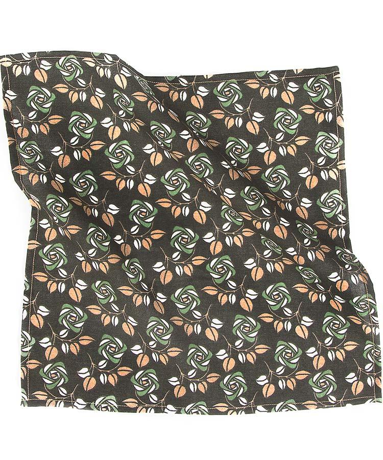 Green Flowers Cotton Pocket Square