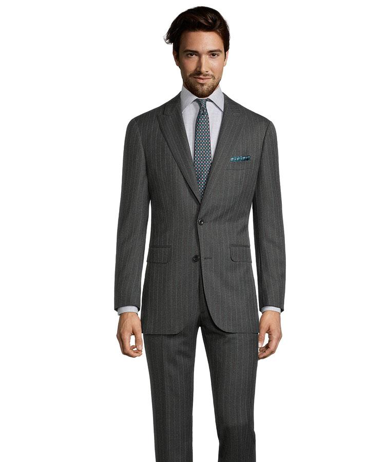 Green Stripe Charcoal Mouline Suit - Oliver Wicks
