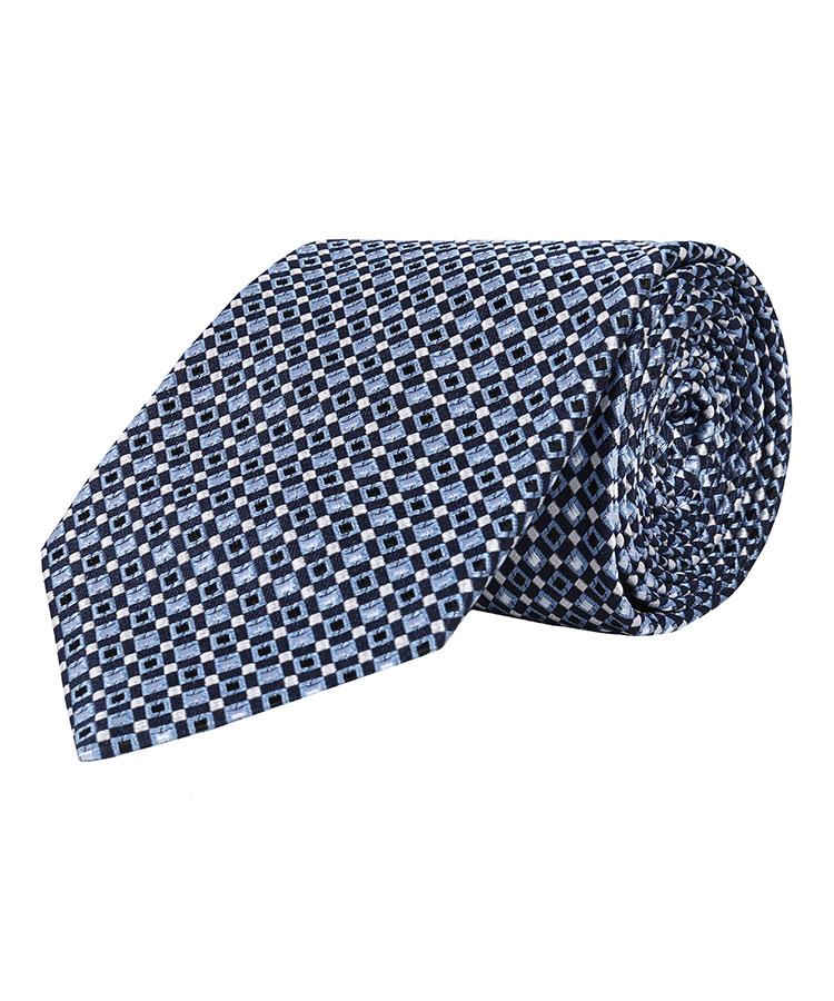 Navy & Blue Micropatterned Silk Tie