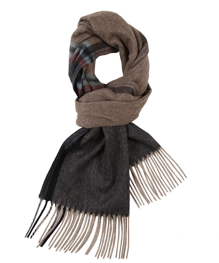 Beige & Charcoal Cashmere Scarf