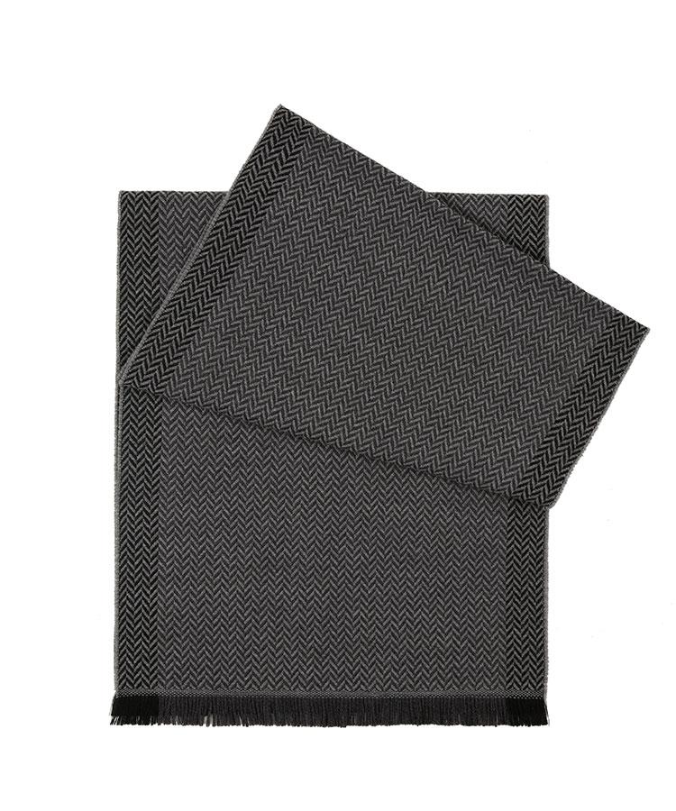Charcoal & Grey Herringbone Wool Scarf