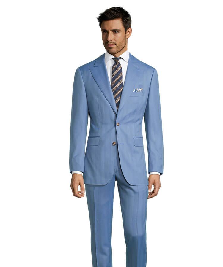 Sartorial Sky Blue Herringbone 160s Suit