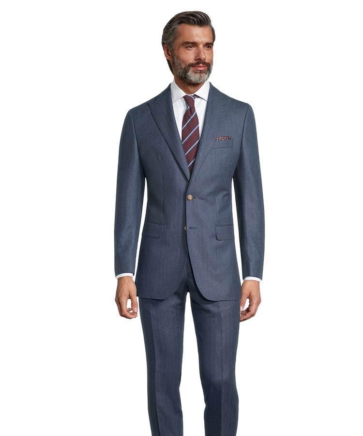 Blue Herringbone Saxony Suit