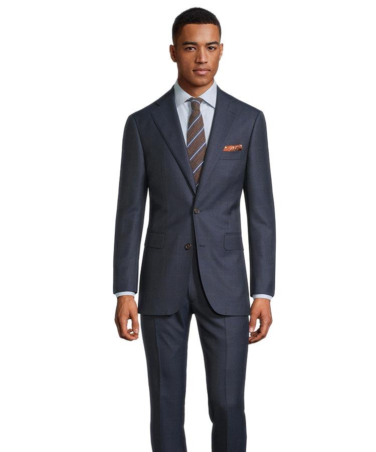 Traditionally Worsted Tangerine Check Navy Melange Suit