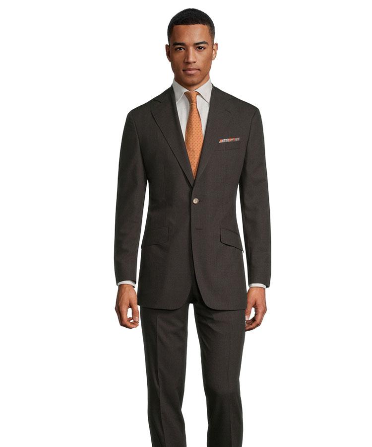 スーツ Mid 1950s Style Glossy DarkBrown Conpora Tropical Chine Dark Brown Suit - Oliver Wicks