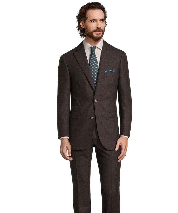 Dark Brown Natural Bi-Stretch Flannel Suit