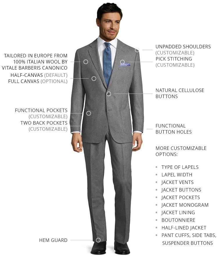 Grey Wool Flannel Suit - Oliver Wicks