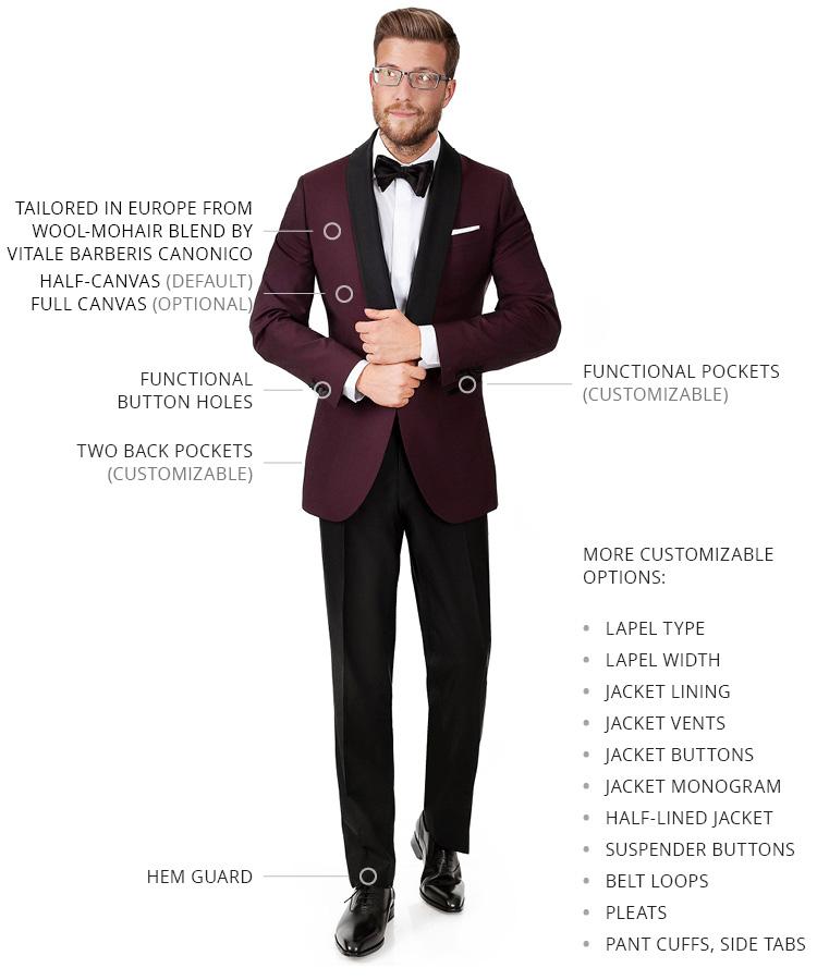 Burgundy Wool & Mohair Dinner Suit - Oliver Wicks