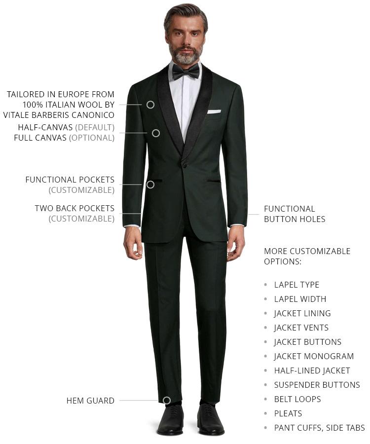 Vendetta Premium Solid Dark Green Tuxedo - Oliver Wicks