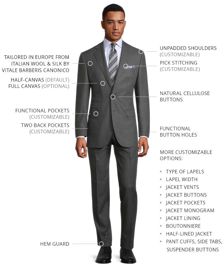 Worsted Chine Dark Grey Suit - Oliver Wicks