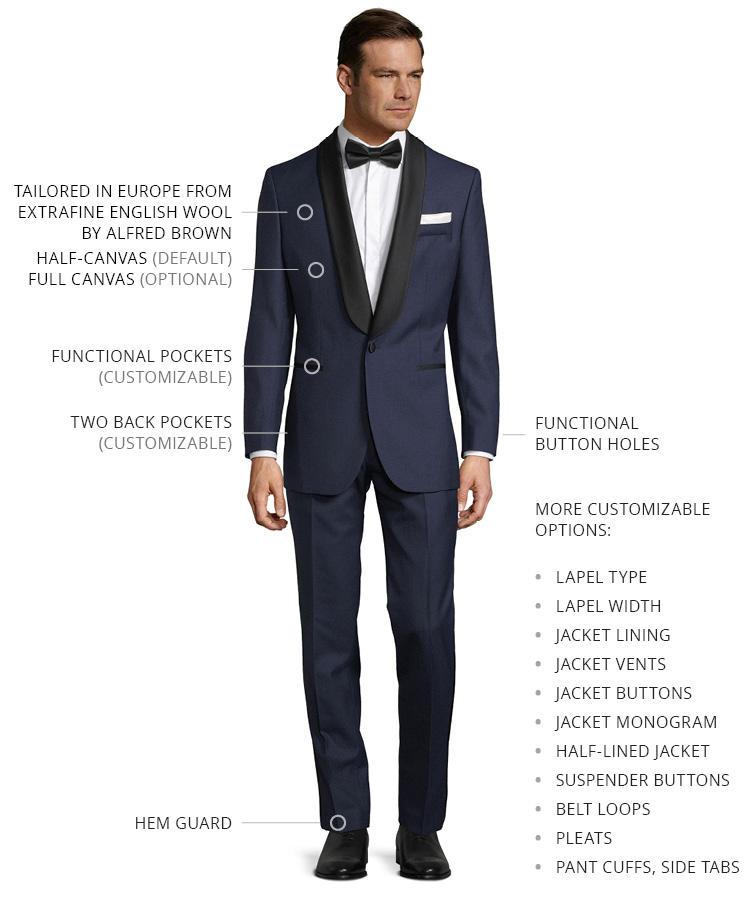 Blue Sharkskin Tuxedo - Oliver Wicks