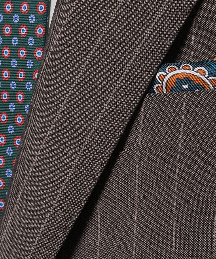 Natural Brown Wide Stripe Wool Silk & Mohair Suit - Oliver Wicks