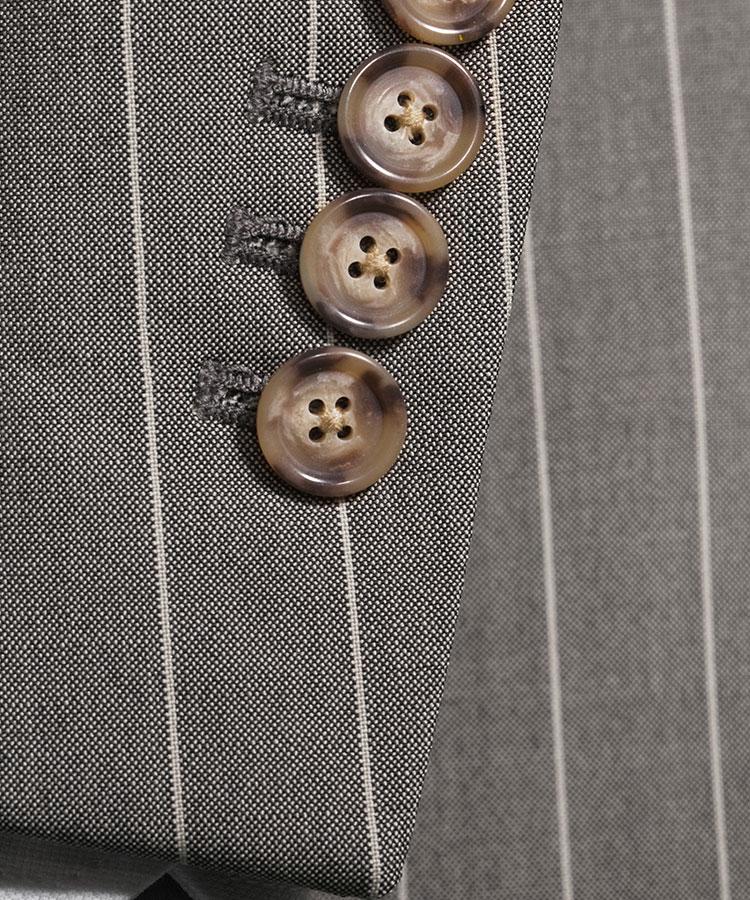 Light Grey Wide Stripe Wool Silk & Mohair Suit - Oliver Wicks