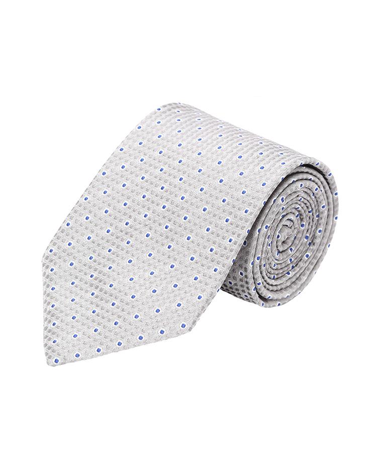 Grey Patterned Silk Tie