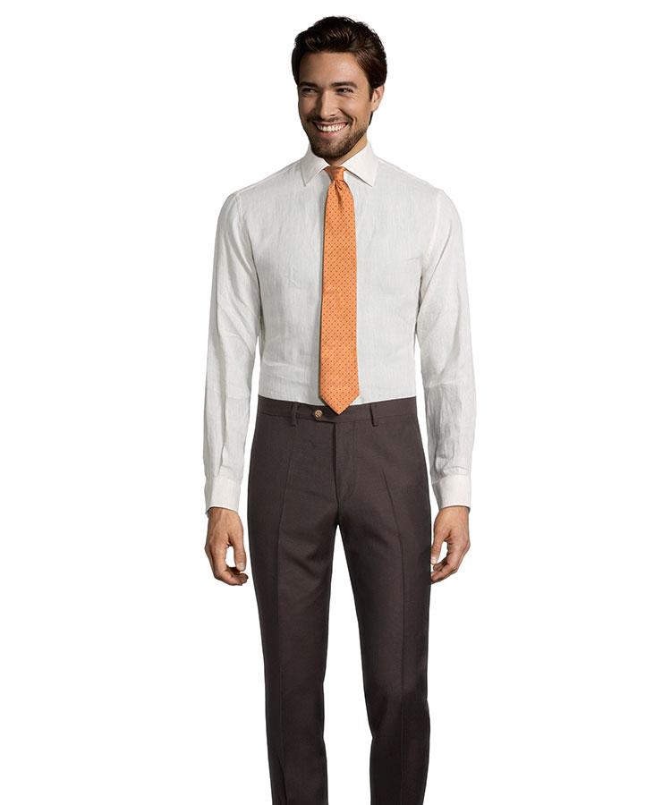 Solid Chocolate Brown Wool & Mohair Pants