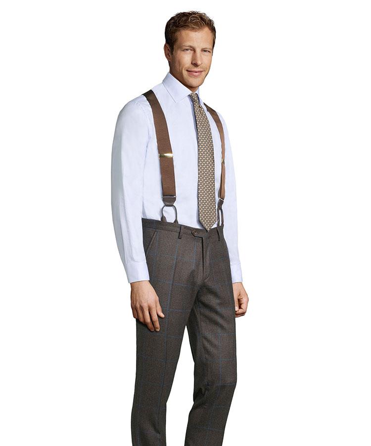 Brown Plaid With Blue Overcheck Pants