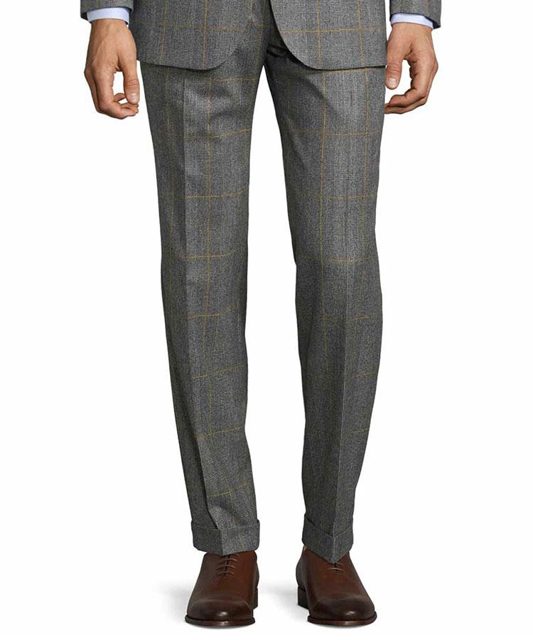 Grey Plaid With Yellow Overcheck Pants - Oliver Wicks