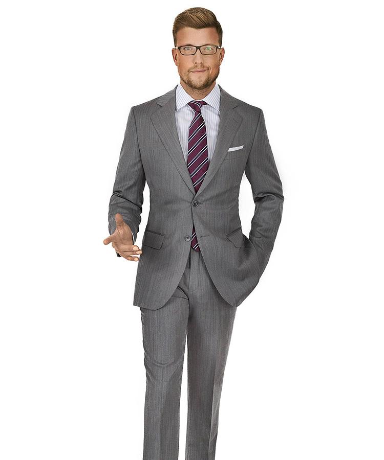 Grey Herringbone Pants