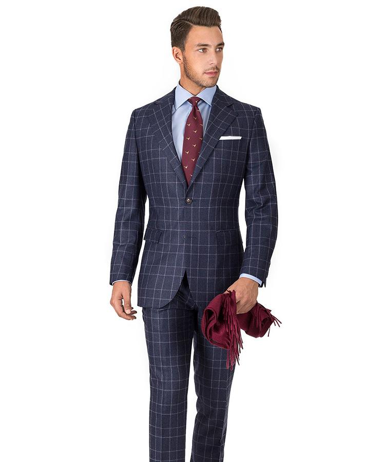 Blue Plaid Wool Flannel Pants