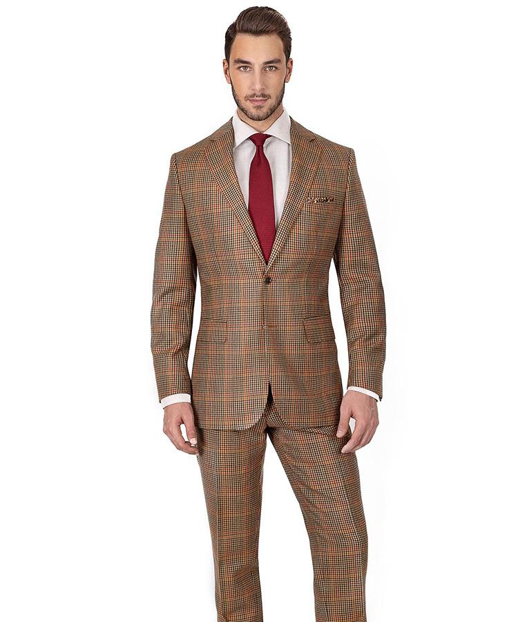 Brown Check Wool & Cashmere Pants