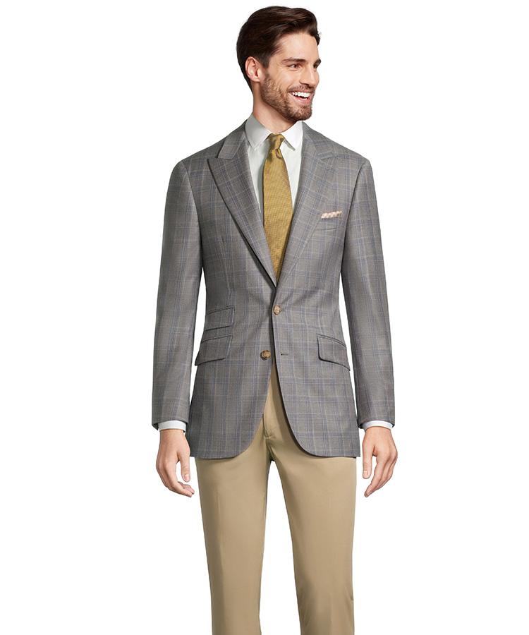Grey Plaid with Blue Overcheck Blazer