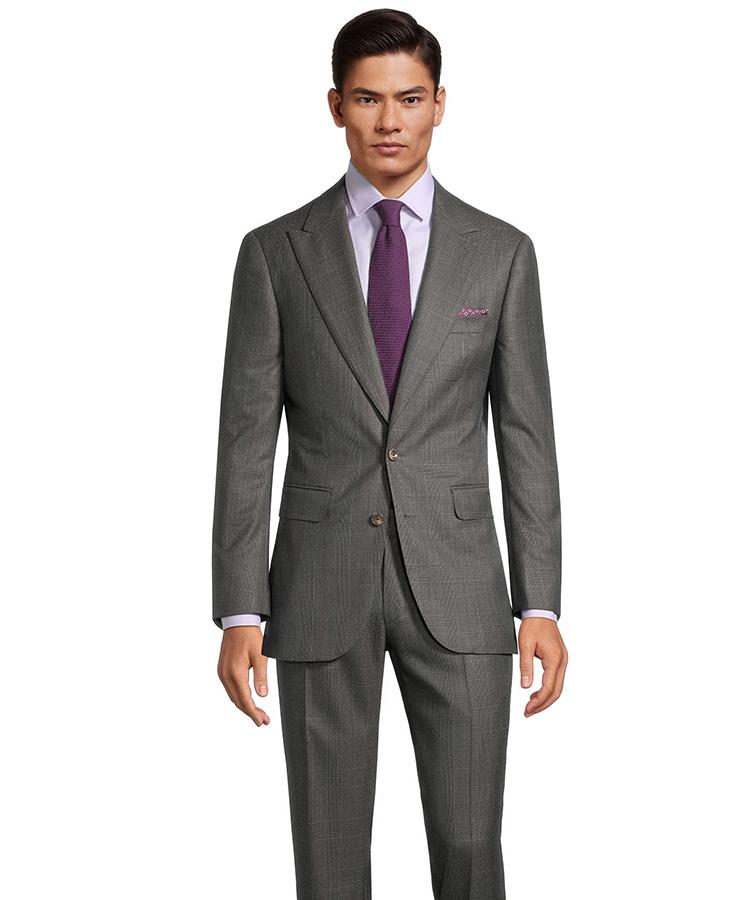 Traditionally Worsted Grey Plaid with Purple Overcheck Suit