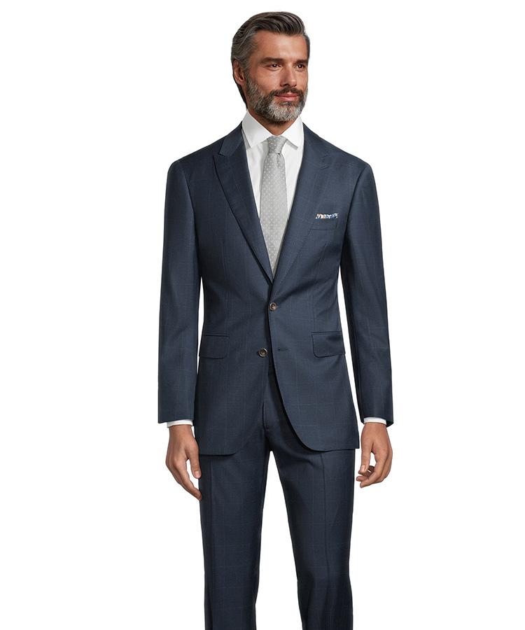 Teal Blue Windowpane Suit