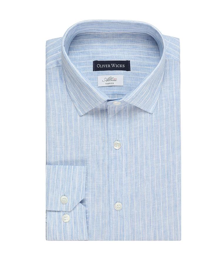 Light Blue Striped Linen Shirt