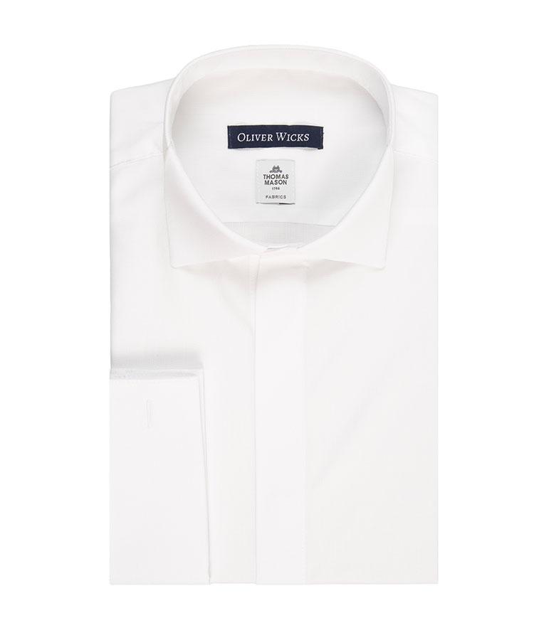 White Cotton Oxford Tuxedo Shirt - Oliver Wicks White Cotton Oxford Tuxedo Shirt - Oliver Wicks