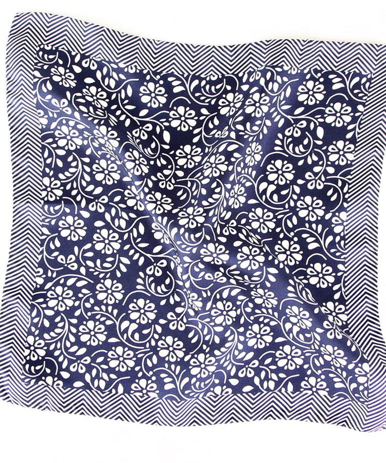 Italian 100% Silk Royal Blue Floral Pocket Square