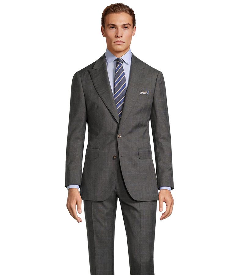 Grey Plaid with Light Blue Overcheck Suit
