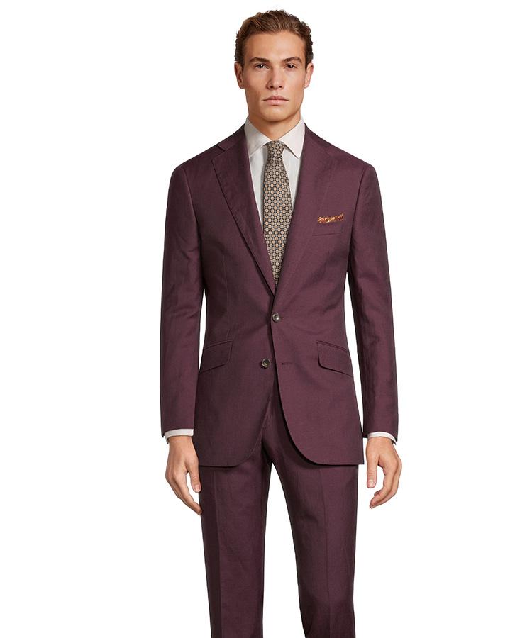 Burgundy Wool & Linen Suit
