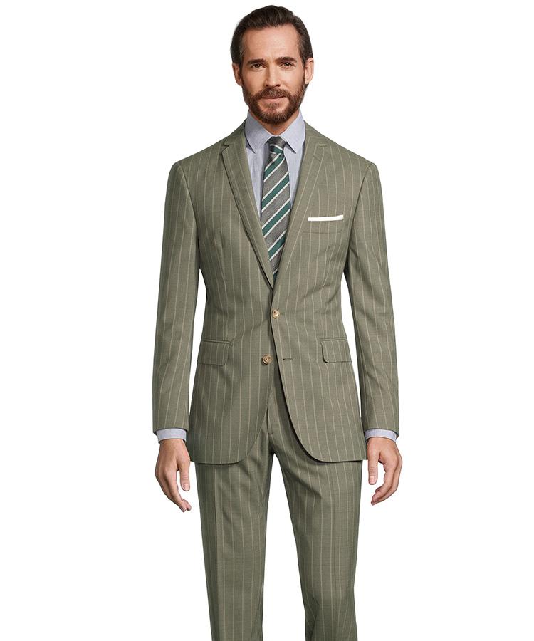 Sage Green Tropical Wide Stripe Suit