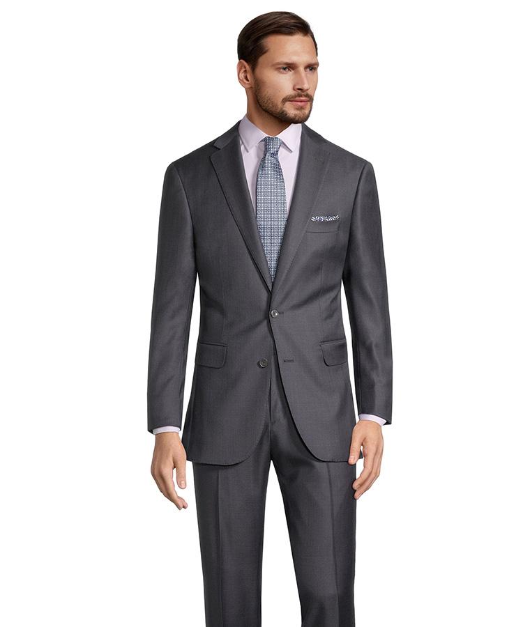 Steel Grey Wool Silk & Cashmere Sharkskin Suit - Oliver Wicks