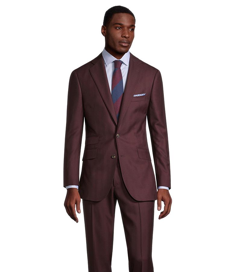 Burgundy Herringbone Suit