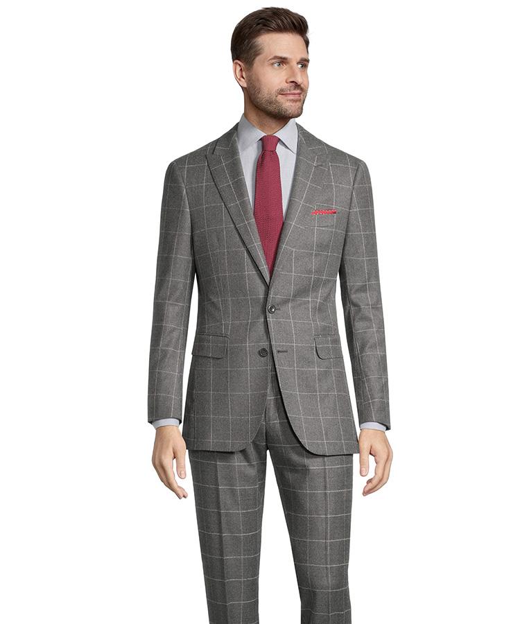 Grey Windowpane Flannel Suit