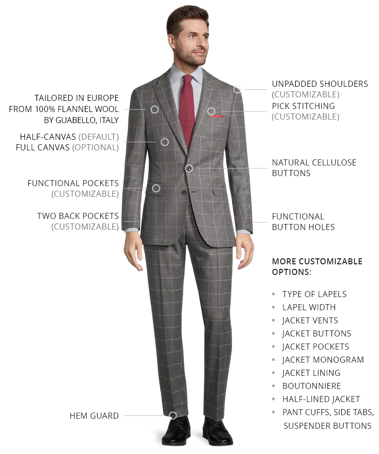 Grey Windowpane Flannel Suit - Oliver Wicks