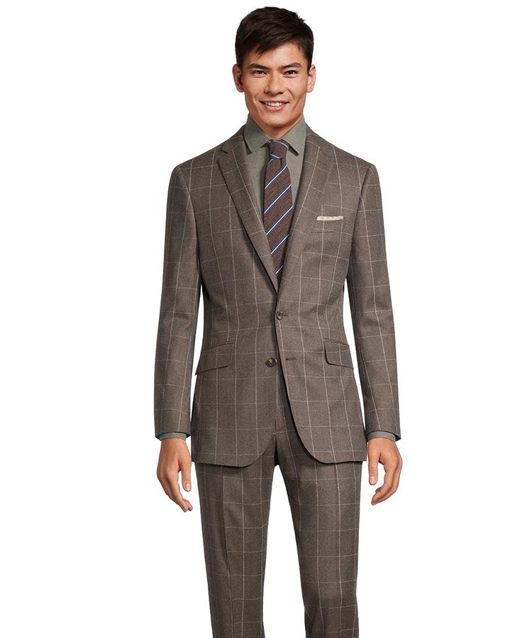 Light Brown Windowpane Flannel Suit